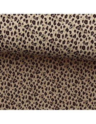 Tissu double gaze imprimé - Karli beige et noir