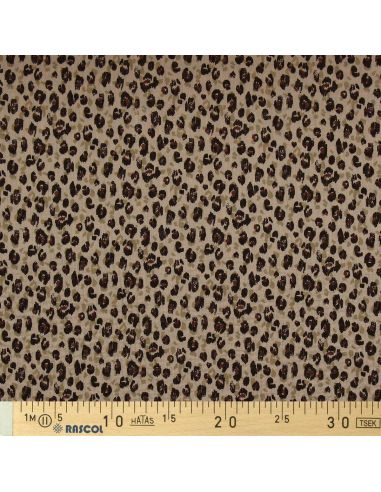 Tissu double gaze imprimé - Karli beige et noir