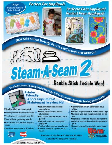 Set de 5 feuilles thermocollantes double face Steam-A-Seam 2