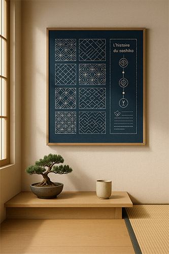 Panneau mural contemporain Sashiko